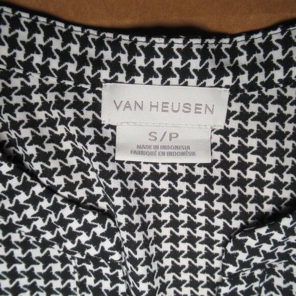 Van Heusen Black & White Houndstooth Blouse Sz S – 3/4 Sleeve Button Front - Picture 7 of 10